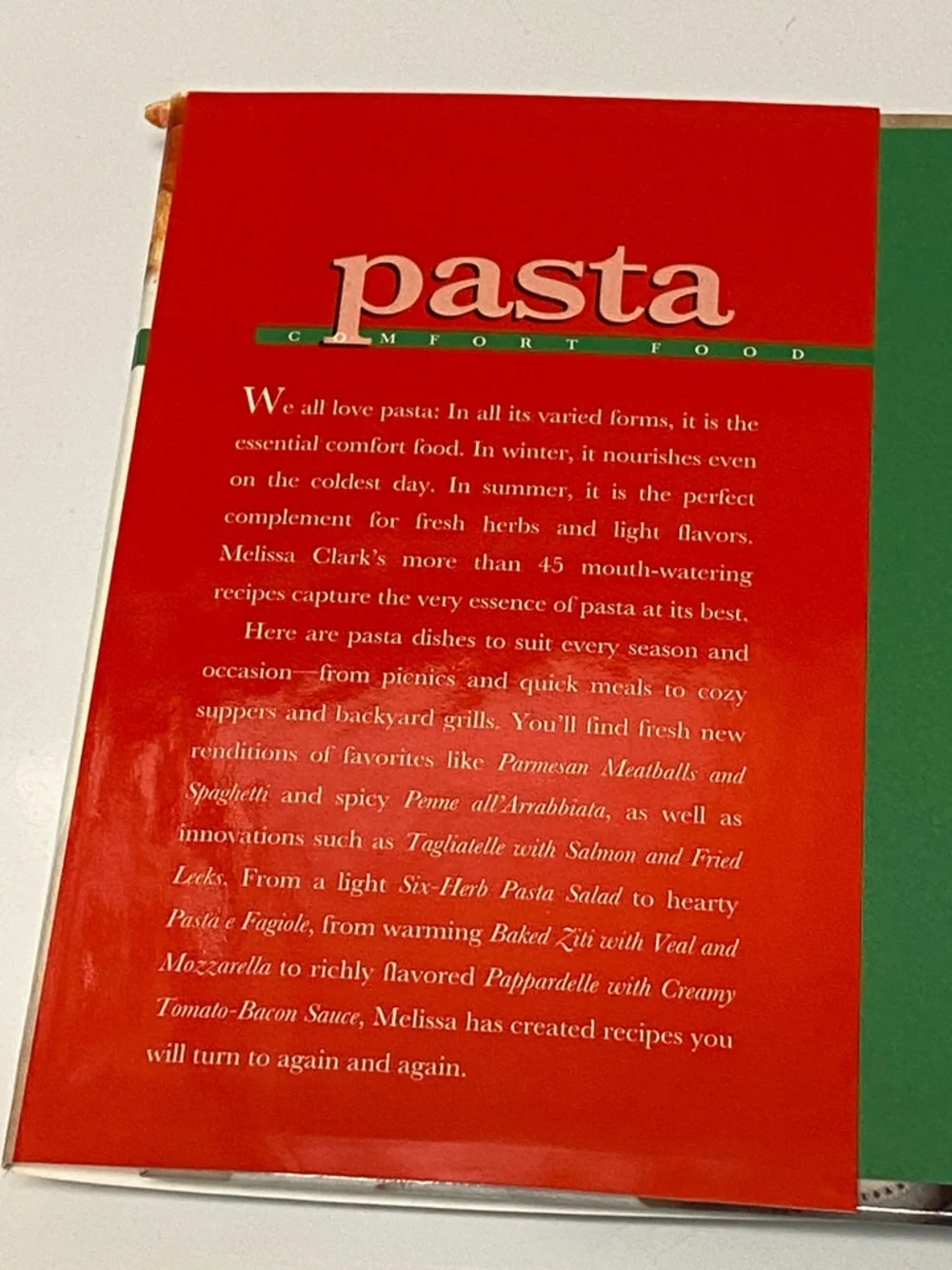 Pasta Cookbook Melissa Clark Hardcover New Italian Comfort Food NWT Giftable